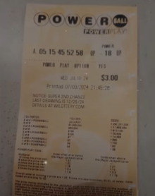 A powerball ticket.